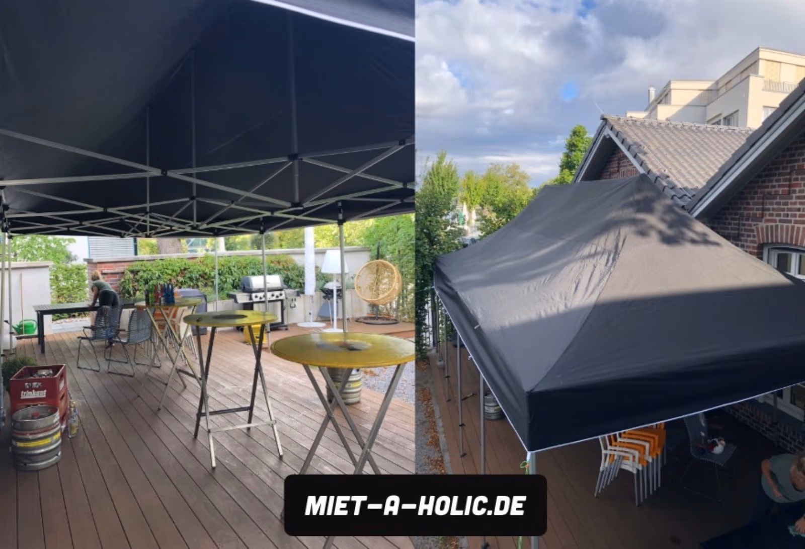 Party-Zelt – Innenansicht mit Tischen